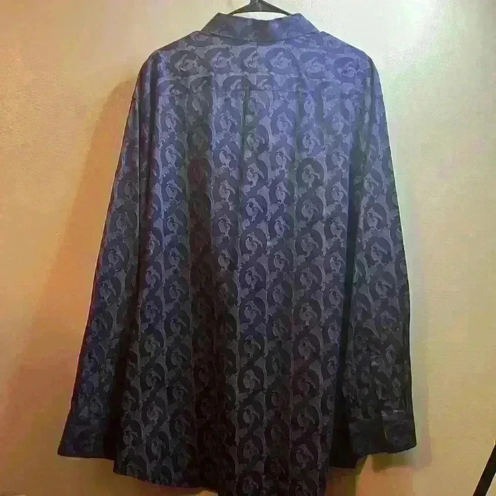 Murano vintage men's shirt Dark blue and silver. - Picture 4 of 4